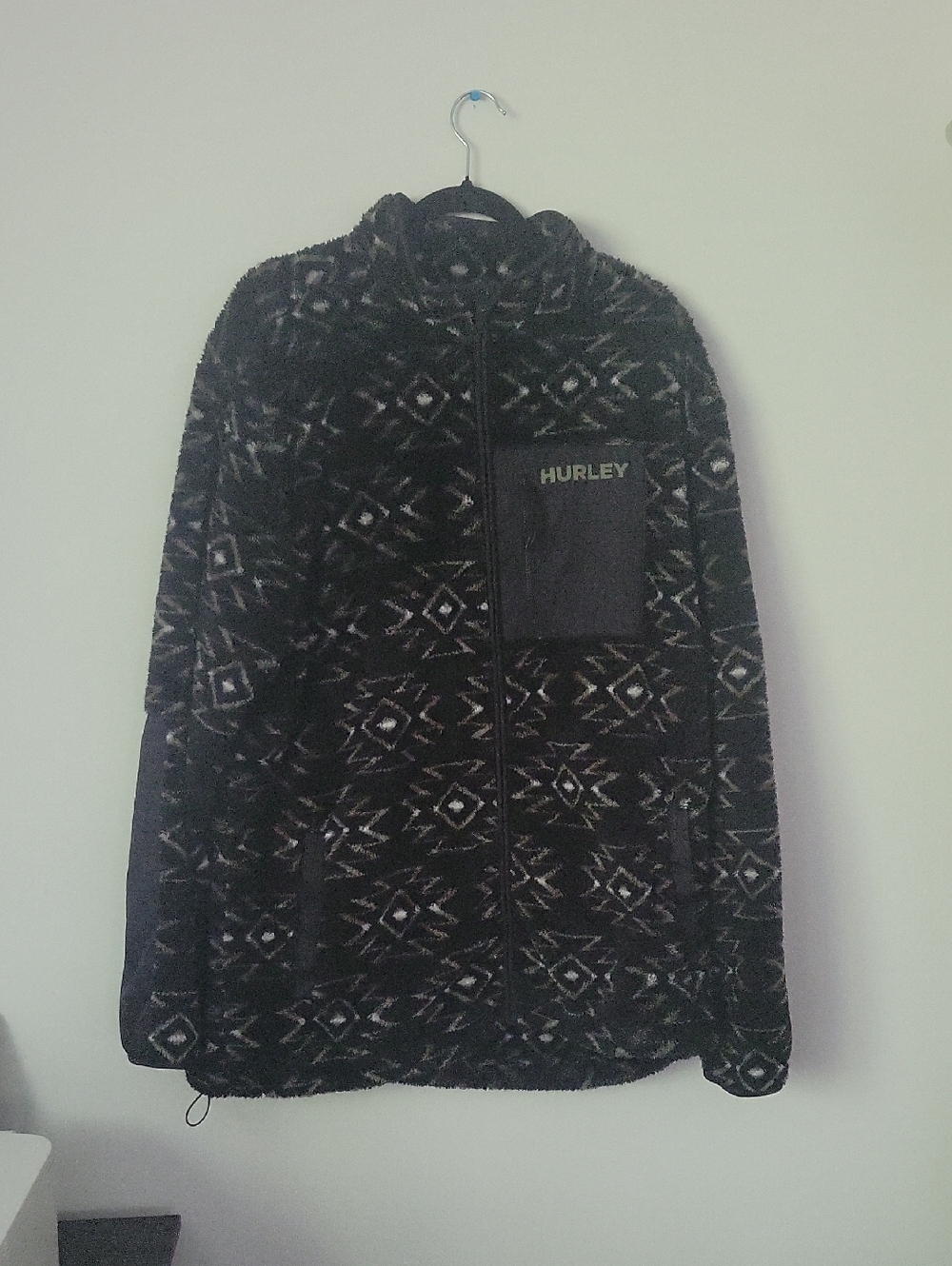 Hurley Black and Ivory Aztec Fleece Zip Jacket